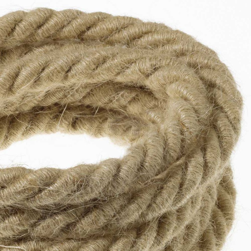 2XL electrical cord, electrical cable 3x0,75. Rough jute fabric covering. Diameter 24mm.