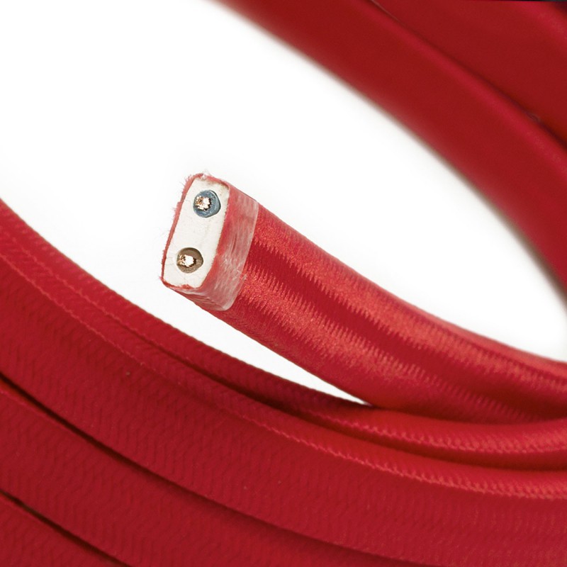 Electric cable for String Lights, covered by Rayon fabric Red CM09 1 Metre