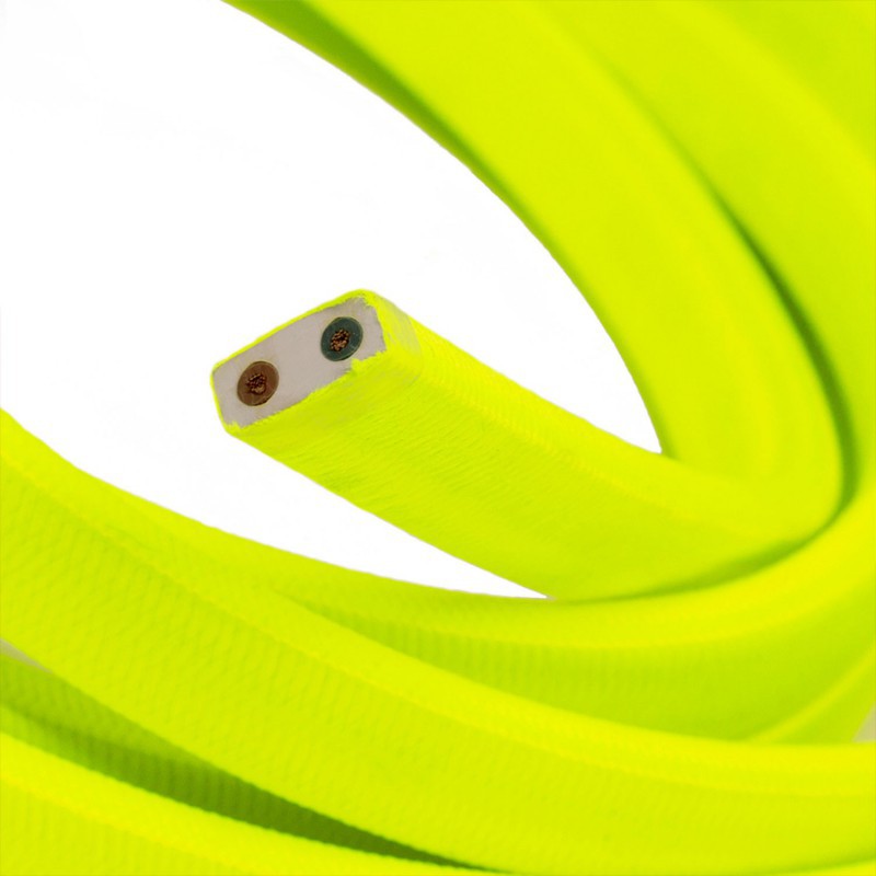 Electric cable for String Lights, covered by Rayon fabric Yellow Fluo CF10 1 Metre