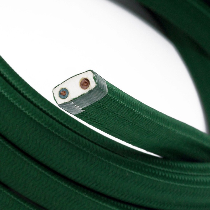 Electric cable for String Lights, covered by Rayon fabric Dark Green CM21 1 Metre