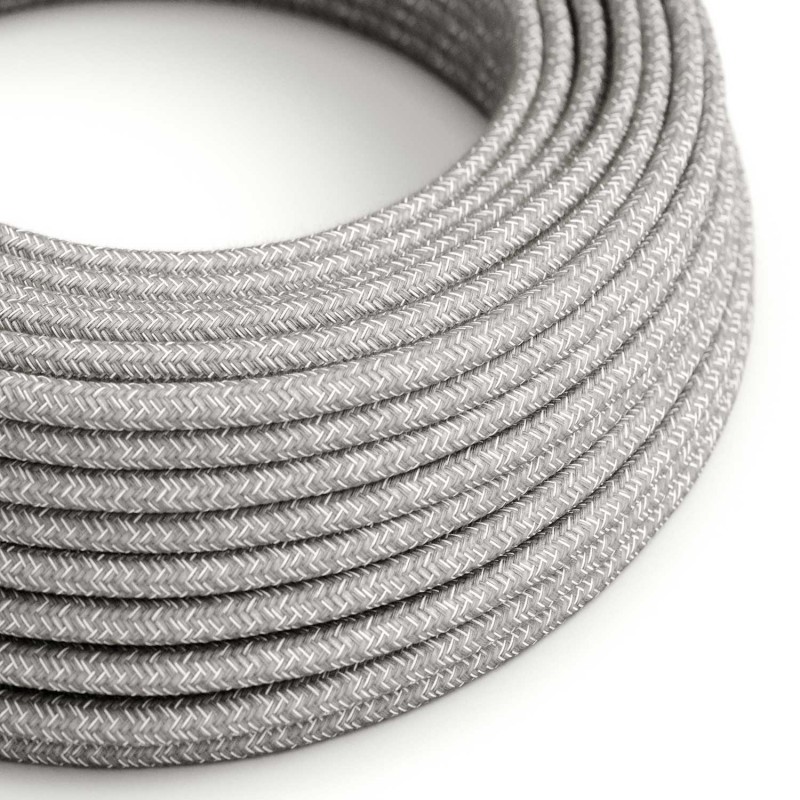Round Electric Cable covered by Natural Linen RN02 Grey (1 Metre)