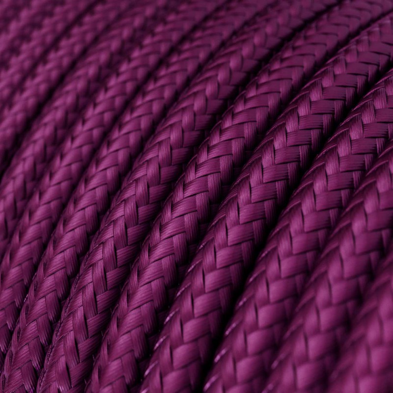 Round Electric Cable covered in Rayon solid color fabric - RM35 UltraViolet (1 Metre)