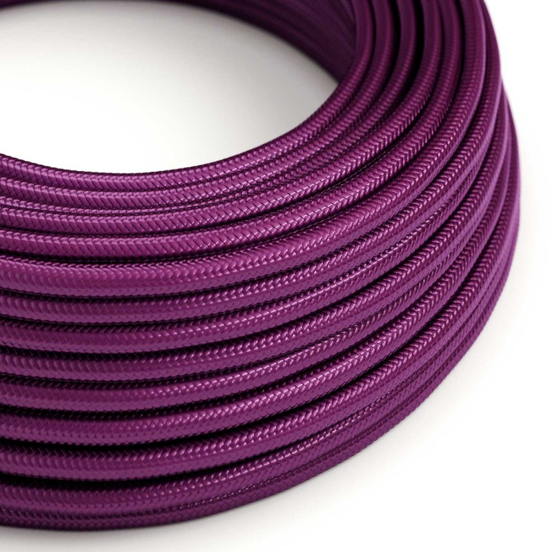 Round Electric Cable covered in Rayon solid color fabric - RM35 UltraViolet (1 Metre)