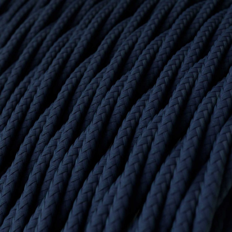 Twisted Fabric Lighting Flex Electric Cable TM20 Dark Blue (1 Metre)