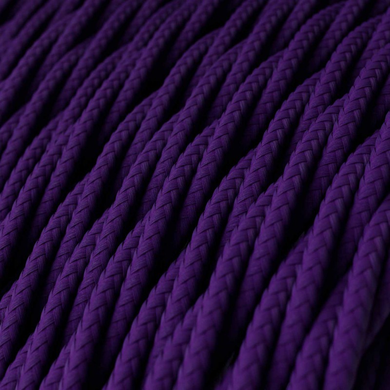 Twisted Electric Cable covered by Rayon solid color fabric TM14 Violet (1 Metre)