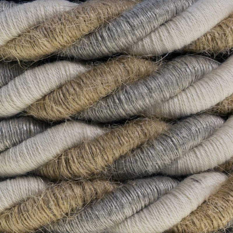 2XL electrical cord, electrical cable 3x0,75. Natural linen, cotton fabric and jute covering Country. Diameter 24mm.
