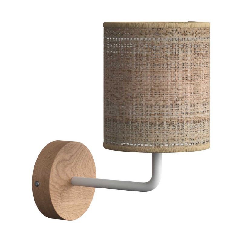 Fermaluce Wood, ceramics wall light with lampshade and bent extension