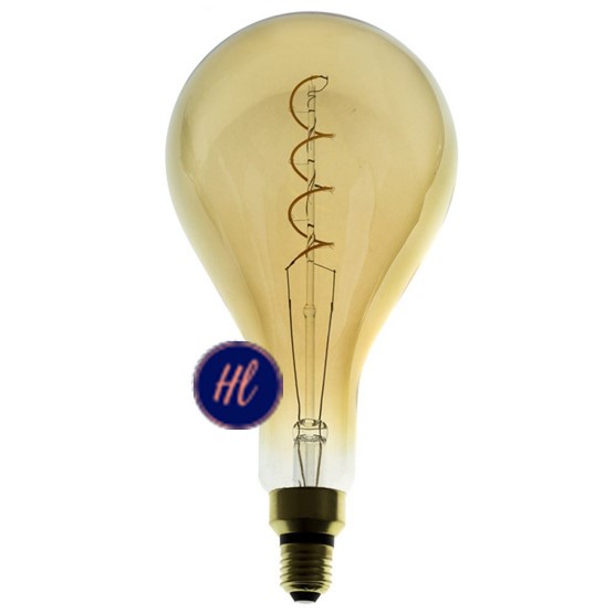 XXL LED Golden Light Bulb - Pear A165 Curved Spiral Filament - 5W E27 Dimmable 2000K
