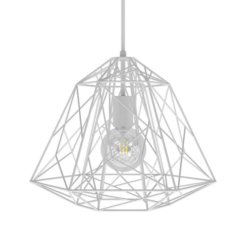 Pendant lamp with textile cable, Apollo lampshade and metal details - Made in Italy