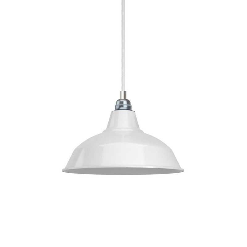 Pendant lamp with textile cable, Bistrot lampshade and metal details - Made in Italy